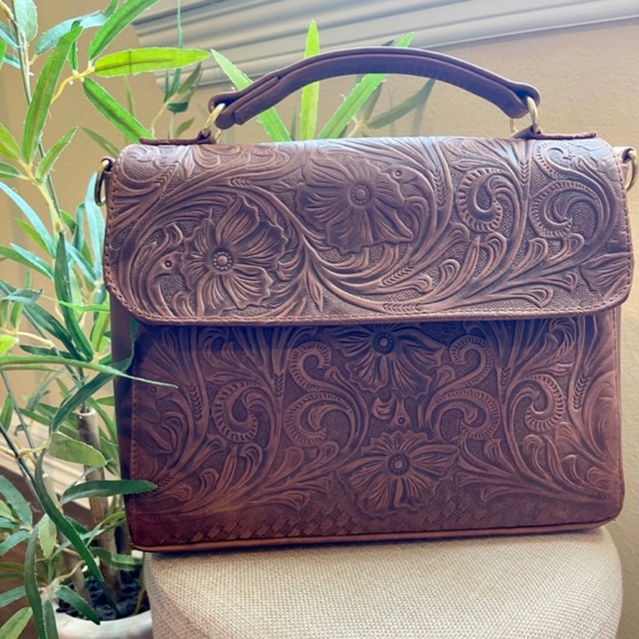 Hand Tooled Leather Bag - Picture 1 of 5